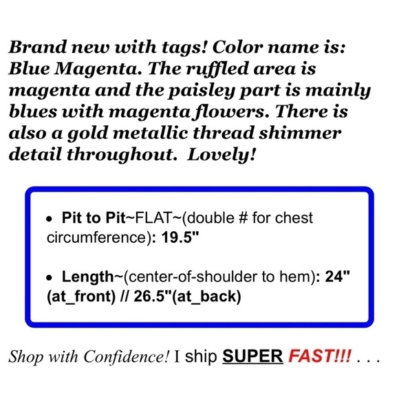 BTFL-life Womens Sz S Colorful Paisley Print Ruffled Metallic Tunic Top NEW - Picture 2 of 8